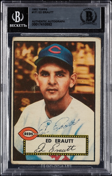 Ed Erautt Signed 1952 Topps No. 171 (BAS)