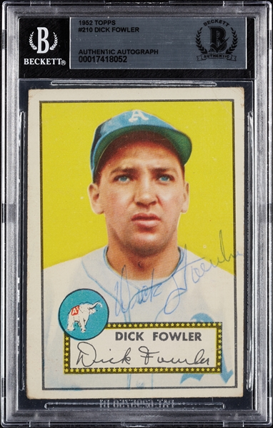 Dick Fowler  Signed 1952 Topps No. 210 (BAS)