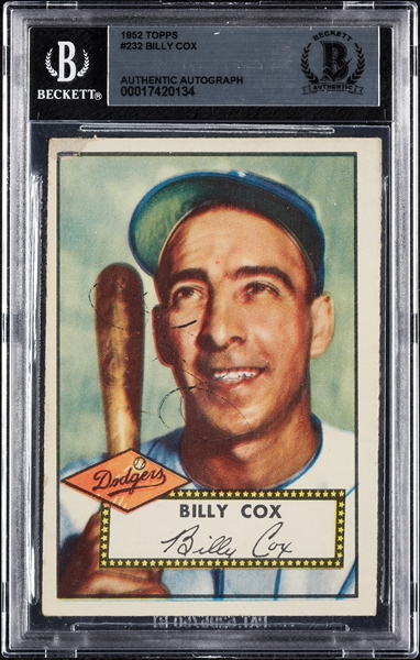 Billy Cox Signed 1952 Topps No. 232 (BAS)