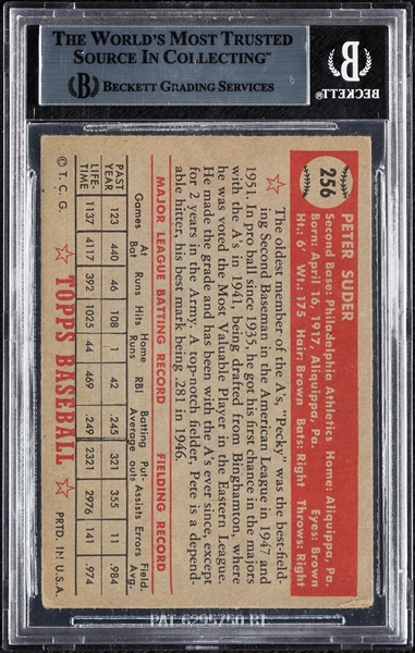 Pete Suder Signed 1952 Topps No. 256 (BAS)