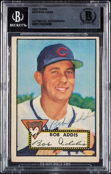 Bob Addis Signed 1952 Topps No. 259 (BAS)