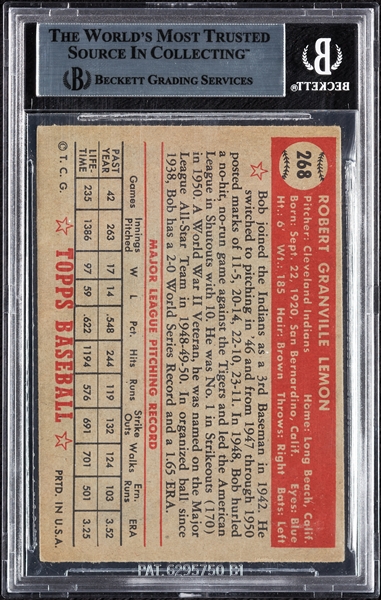 Bob Lemon Signed 1952 Topps No. 268 (BAS)