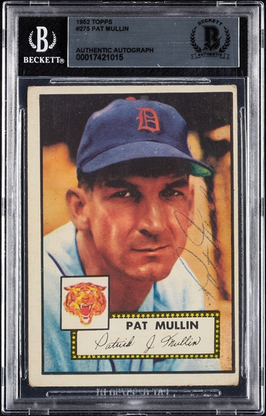 Pat Mullin Signed 1952 Topps No. 275 (BAS)