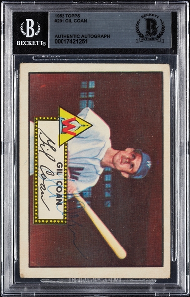 Gil Coan Signed 1952 Topps No. 291 (BAS)