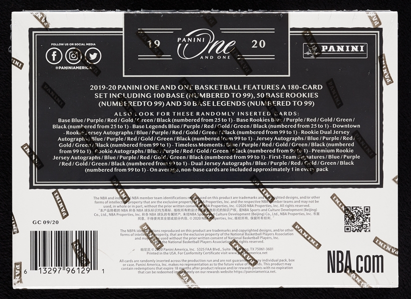2019-20 Panini One And One Basketball Box