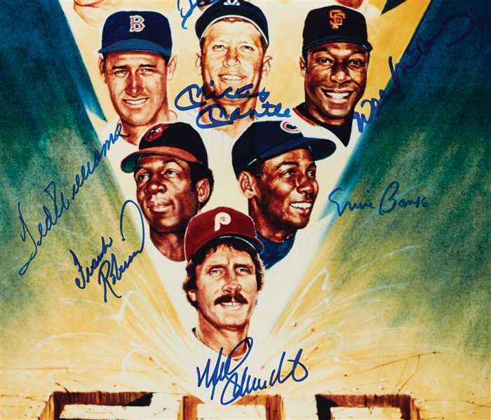 500 Home Run Club Multi-Signed 11x14 Lithograph with Mantle, Williams, Aaron, Mays 
