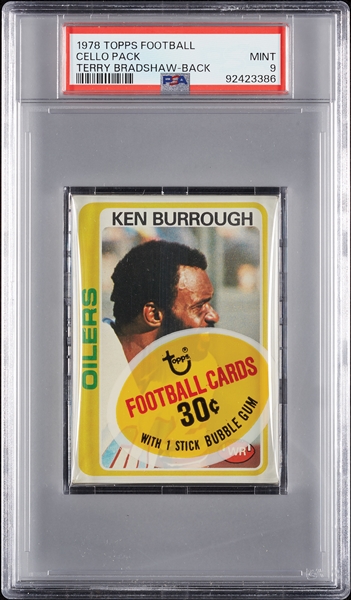1978 Topps Football Cello Pack - Terry Bradshaw Back (Graded PSA 9)