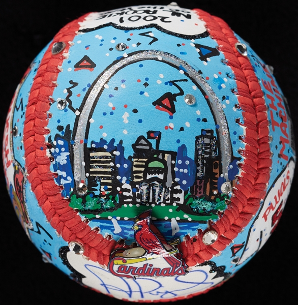 Albert Pujols Single-Signed Charles Fazzino Hand-Painted Baseball (MLB) (Fanatics) (BAS)