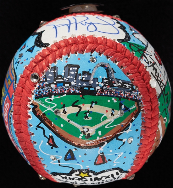 Albert Pujols Single-Signed Charles Fazzino Hand-Painted Baseball (MLB) (Fanatics) (BAS)