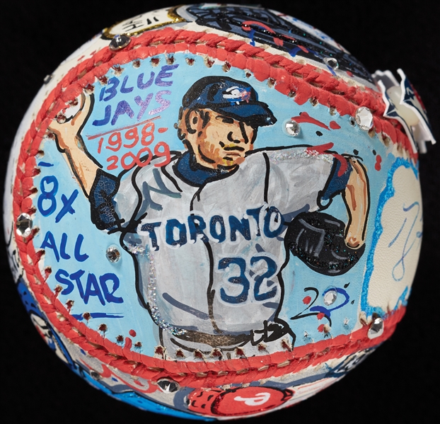 Roy Halladay Single-Signed Charles Fazzino Hand-Painted Baseball (Fanatics) (JSA)