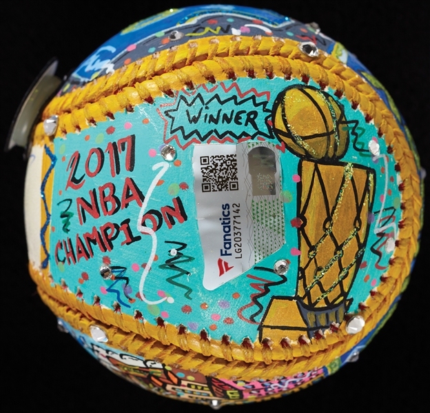 Stephen Curry Single-Signed Charles Fazzino Hand-Painted Baseball (Fanatics) (BAS)