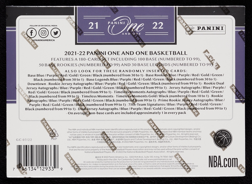 2021-22 Panini One And One Basketball Box