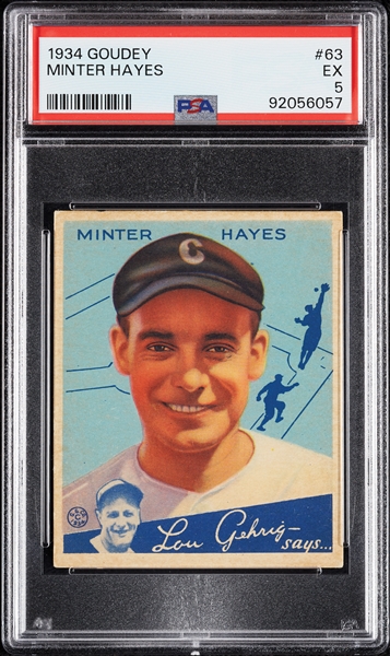 1934 Goudey Minter Hayes No. 63 PSA 5
