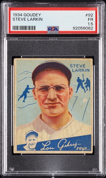 1934 Goudey Steve Larkin No. 92 PSA 1.5