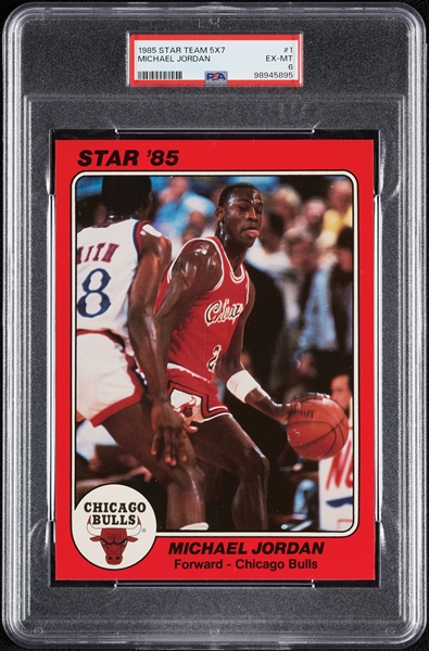 1985 Star Team Supers 5x7 Michael Jordan No. 1 PSA 6 with Team Set (5)