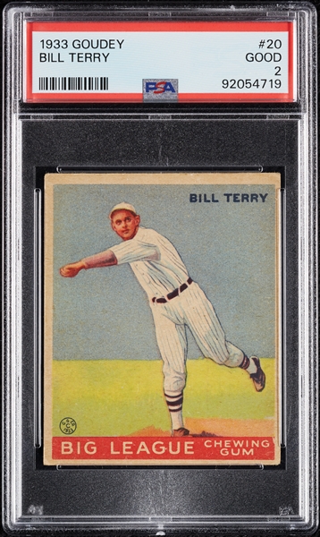 1933 Goudey Bill Terry No. 20 PSA 2