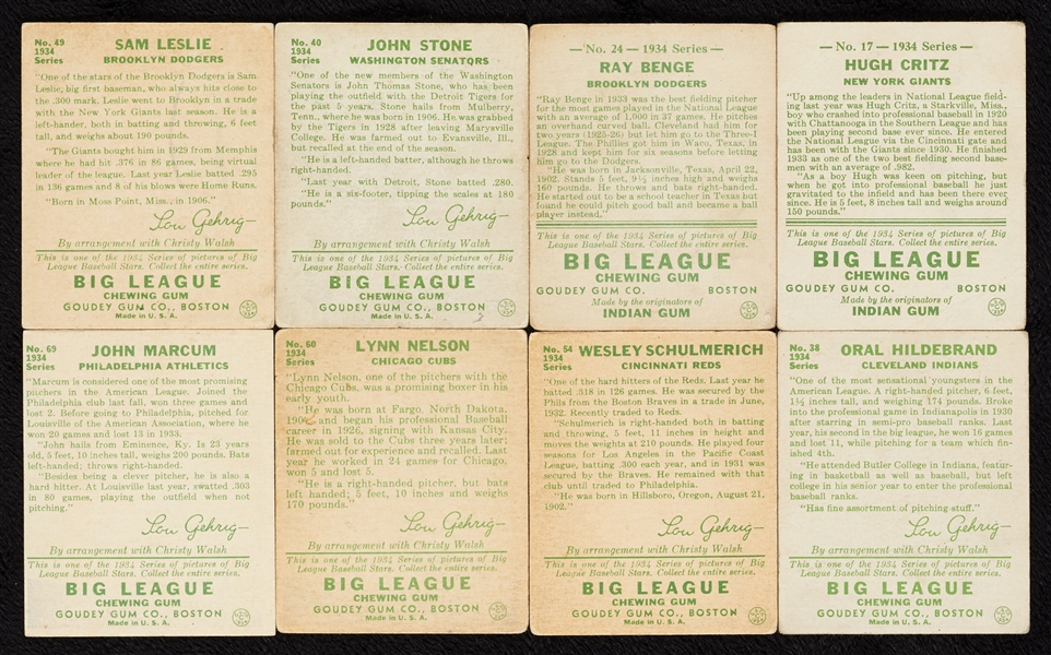 1934 Goudey Baseball Group With Camilli and Minor Stars (34)