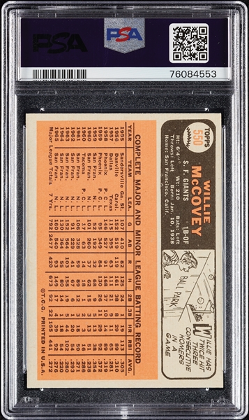 1966 Topps Willie McCovey No. 550 PSA 6